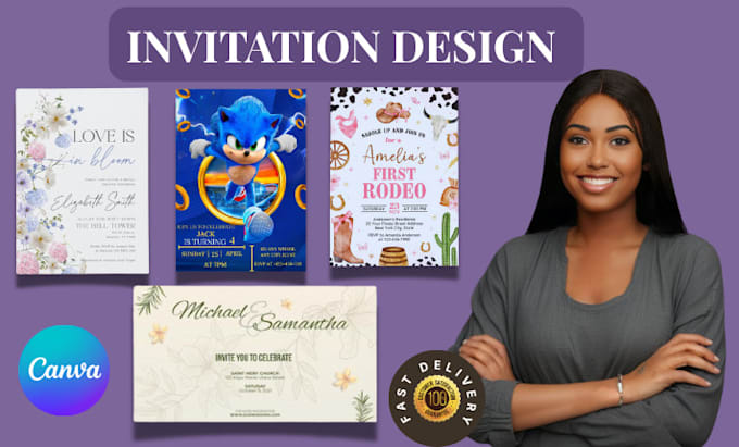 design editable birthday card, digital invitation canva templates for etsy store