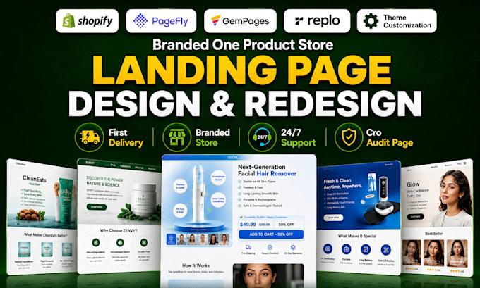 build shopify dropshipping one product store, landing page, gempages, replo