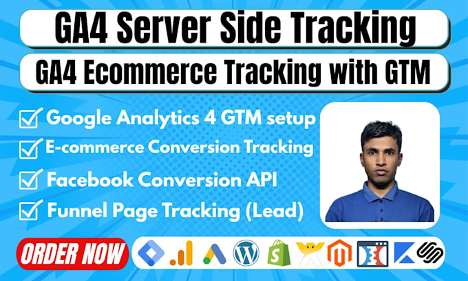 setup server side tracking and ecommerce tracking with ga4, GTM