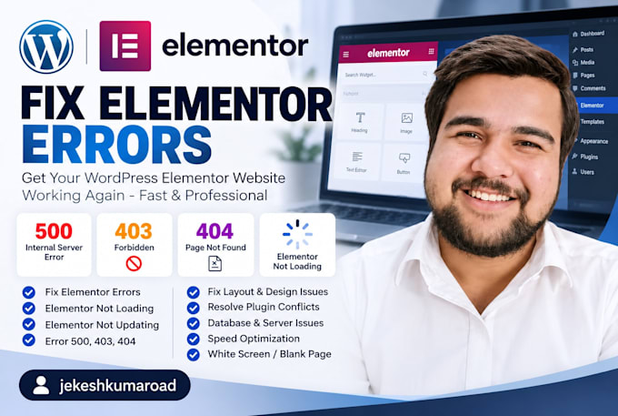 fix elementor errors, elementor not loading, not updating, error 500, 403, 404
