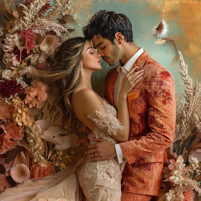 illustrate a vintage couple portrait