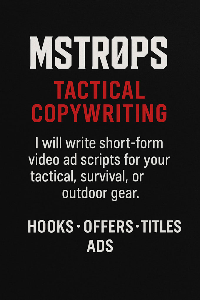 Write a viral video ad script for tactical, survival or outdoor gear by ...