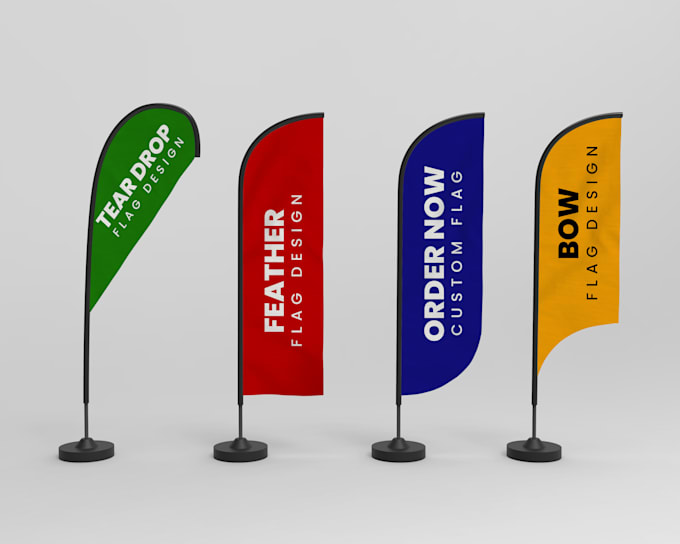 design premium feather, teardrop and bow flags