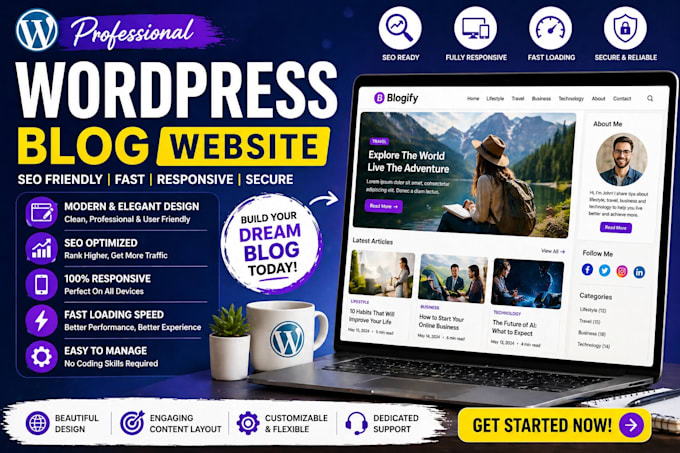 create wordpress blog website, design blogging website in wordpress