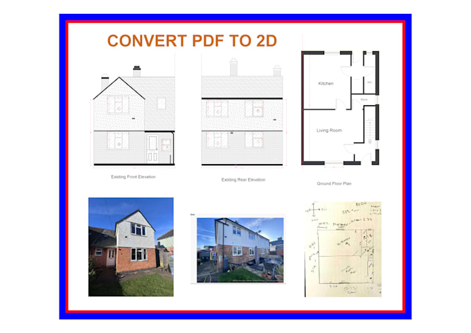 covert pdf and picture and sketch to autocad file any floor plan elevation
