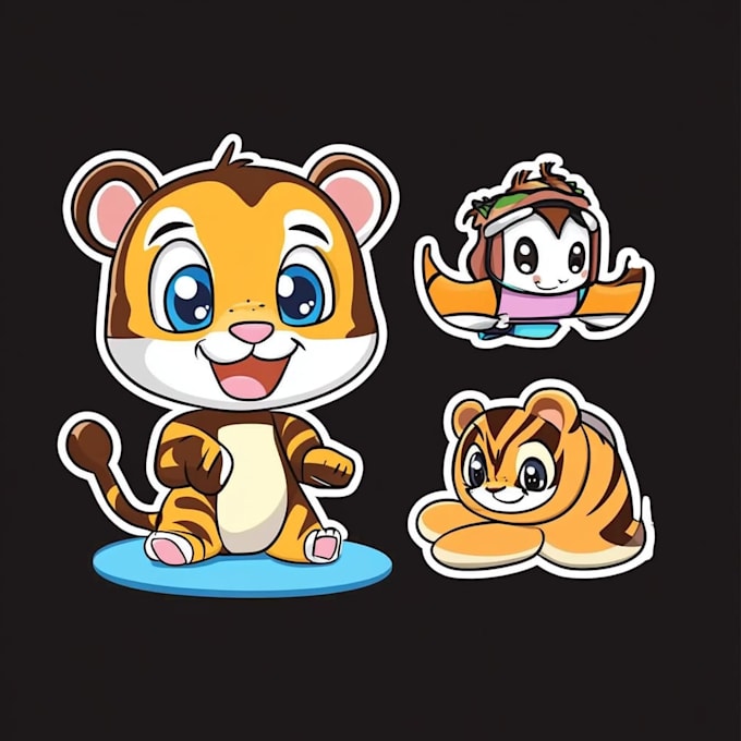 draw cute cartoon character, mascot, stickers