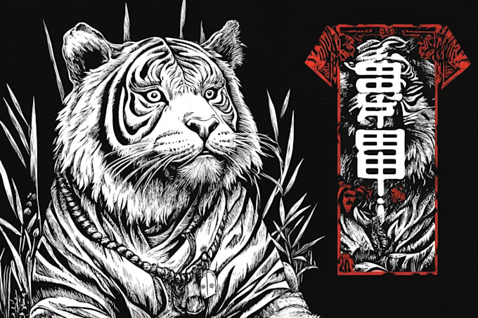 create animal linocut tshirt design for brands
