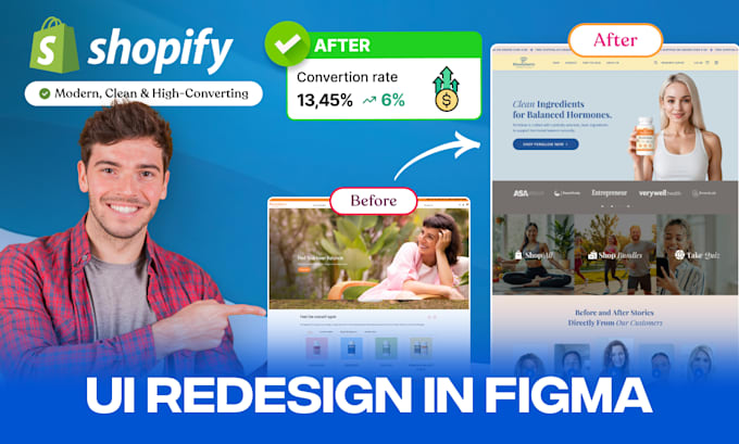 redesign your shopify homepage or product page in figma