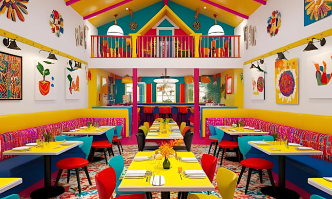 render 3d interior, interior design, house, restaurant