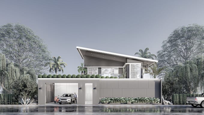 create sketchup 3d model and render exterior and floor plan