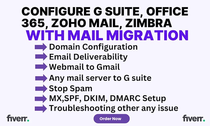 migration your email and configure office 365, g suite, zoho
