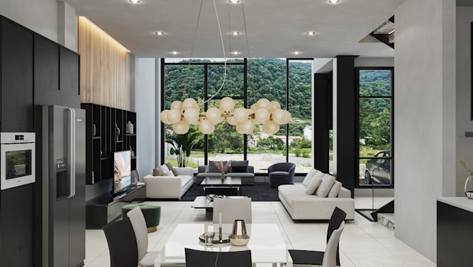 Reset livingspace, luxury villa interior design,livingroom,hallway ...
