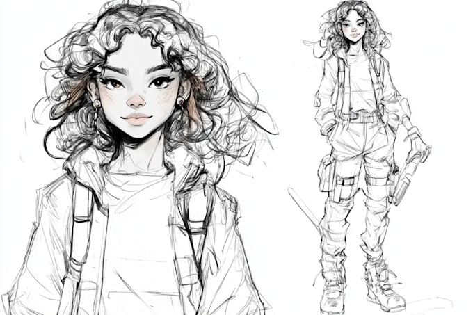 create character concept art sketch full body illustration