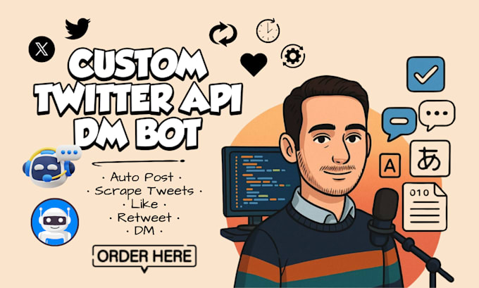 custom twitter bot for post retweet reply dm, API automation bot, bot developer
