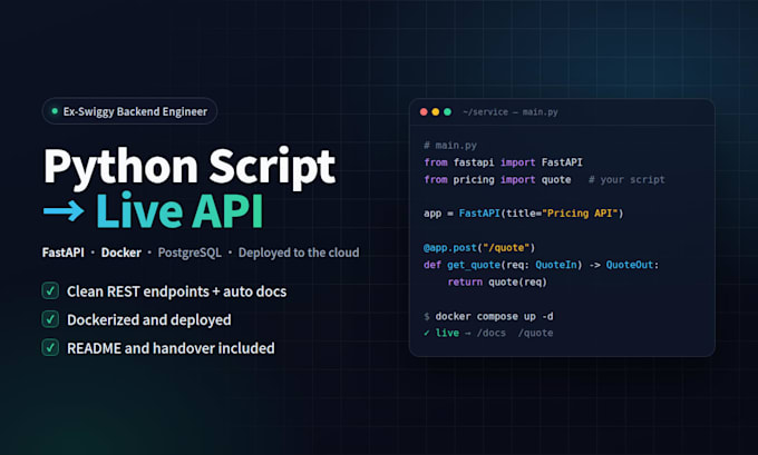 turn your python script into a deployed fastapi rest api