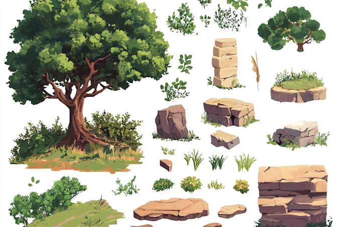 design environment art for your game, background, assets