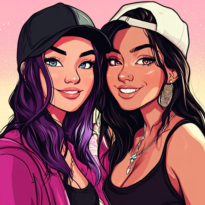 draw custom character logo and friendship portrait