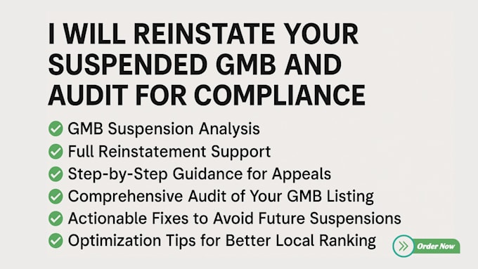 reinstate and fix suspended google audit gmb