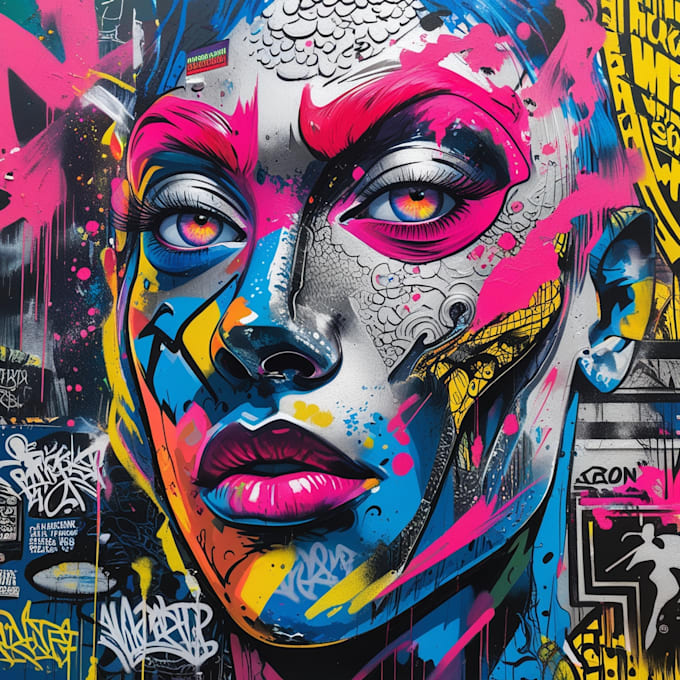 create graffiti pop art canvas designs and murals