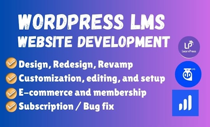 build  wordpress elearning lms website online course with learndash,learnpress