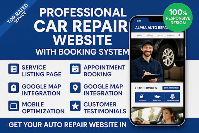 create responsive car repair website, car garage, vehicle maintenance website