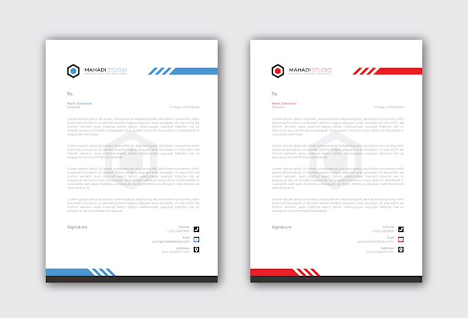design professional letterhead in editable word template