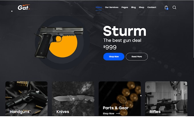 Design lucrative gun shopify firearm store ammunition military weapon ...