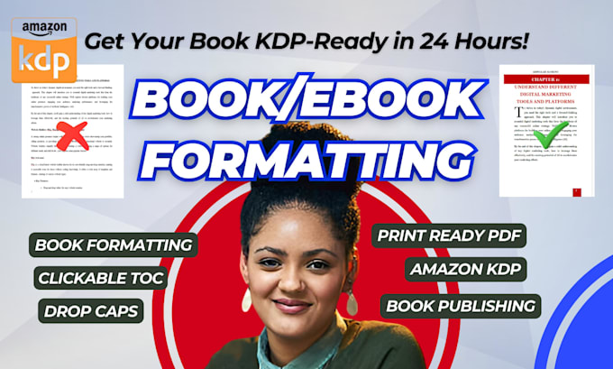 do book formatting for amazon kdp, paperback kindle formatting and cover design