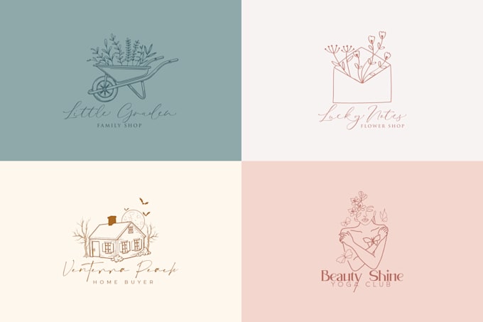 design hand drawn feminine botanical logo for your business