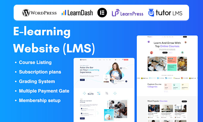 build lms website with learndash learnpress tutor lms