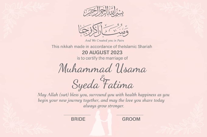 design nikah certificate and invitation card