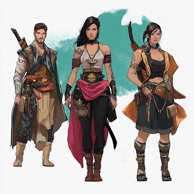 paint fantasy concept art, character design and environment