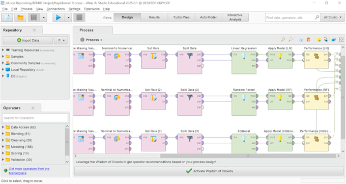 prepare workflows in 5 hour using rapidminer, orange, knime, rstudio