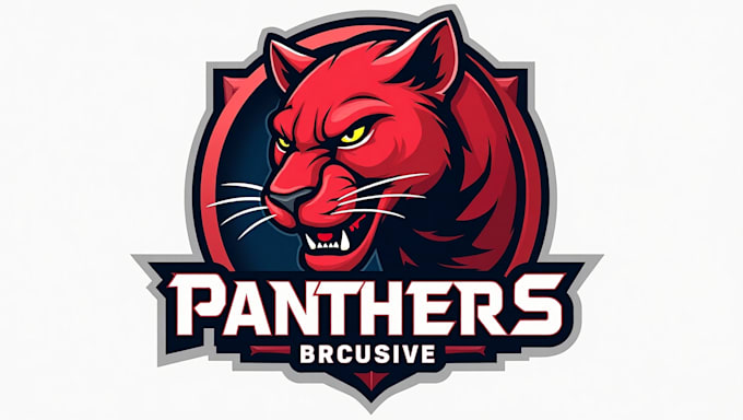 design creative red panther head mascot logo with express delivery