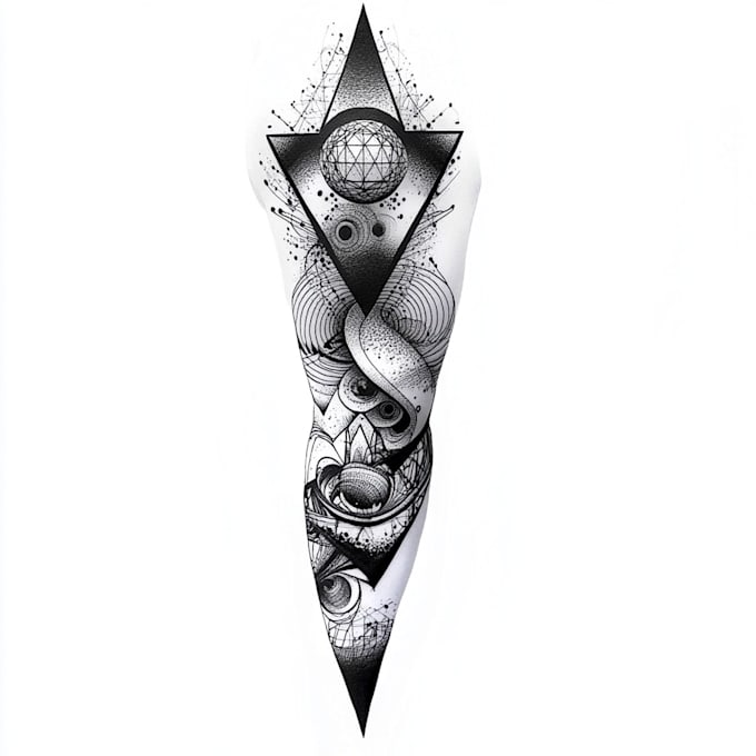create sleeve tattoo design in geometric style