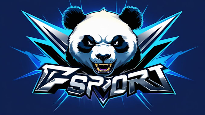 do awesome aggressive panda head esport mascot logo design
