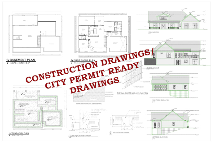 draw city permit drawings, 2d floor plans and construction drawings in autocad