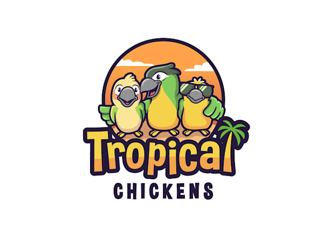design unique parrot tropical chicken logo