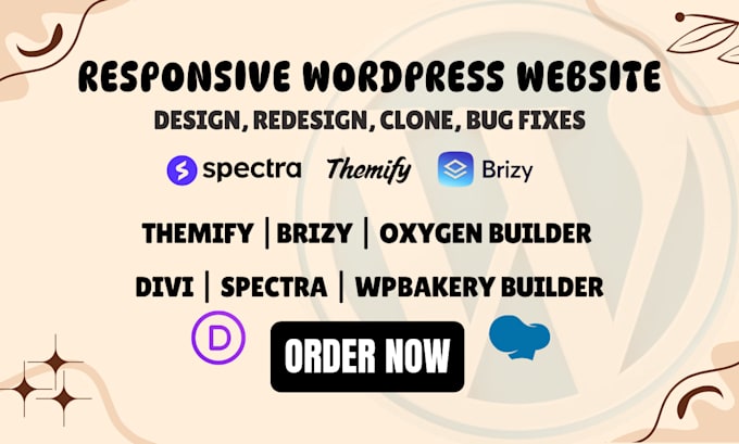 do fast booking website with themify brizy spectra oxygen divi wpbakery