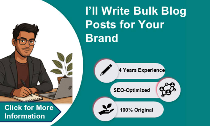 write bulk blog posts or articles for your brand or business