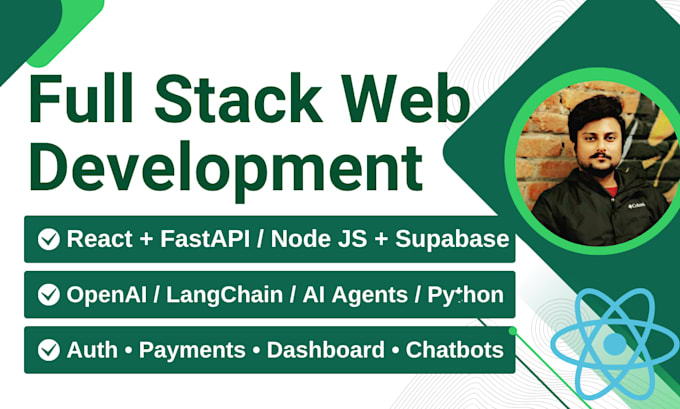 develop full stack web apps using react js, fastapi, and python ai agents