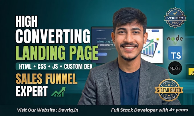Develop high converting custom html css js landing page sales funnel by ...