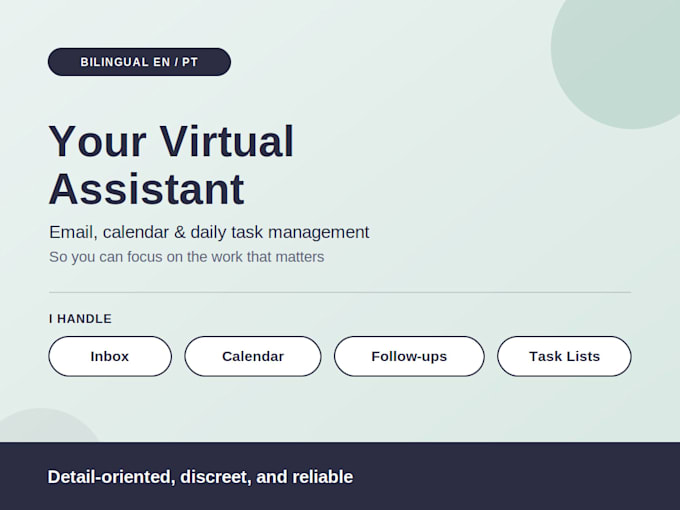 be your bilingual en pt virtual assistant for email and calendar management