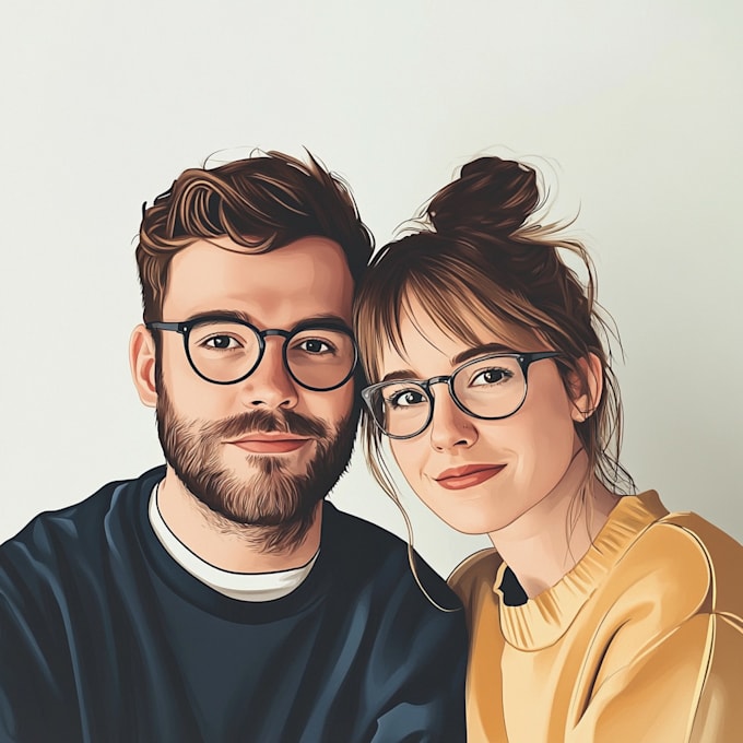 make a cute couple portrait illustration