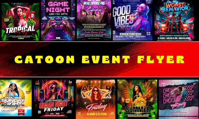 Design awesome event flyer cartoon event flyer birthday party event ...