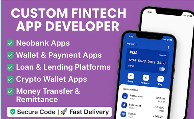 Build fintech app neobank app loan app crypto wallet app money transfer ...