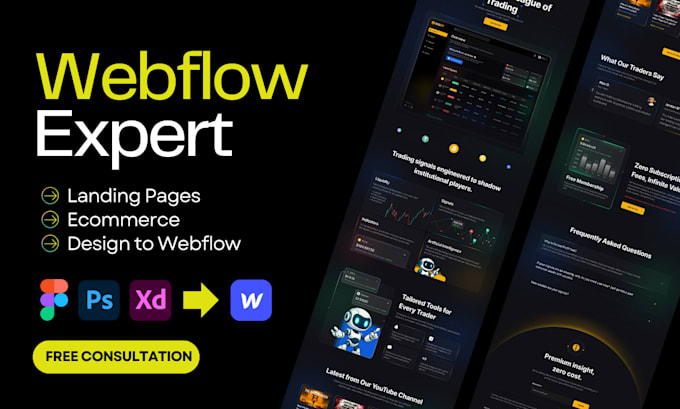 build webflow websites, landing pages, ecommerce, and design to webflow