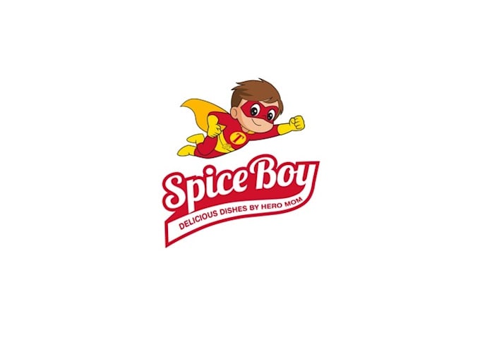 design superhero spice boy restaurant logo