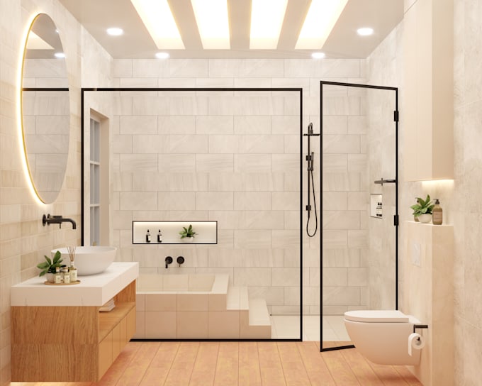 do luxury bathroom design with high quality render