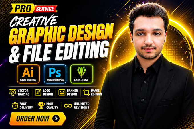 do photoshop editing, adobe illustrator and manual vector tracing